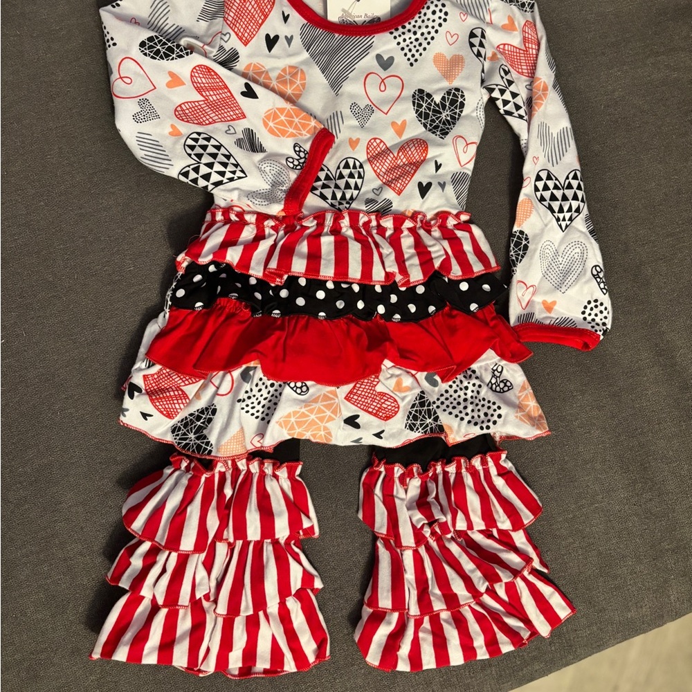 SALE!! 2pc Valentines Ruffle Pant Set girls